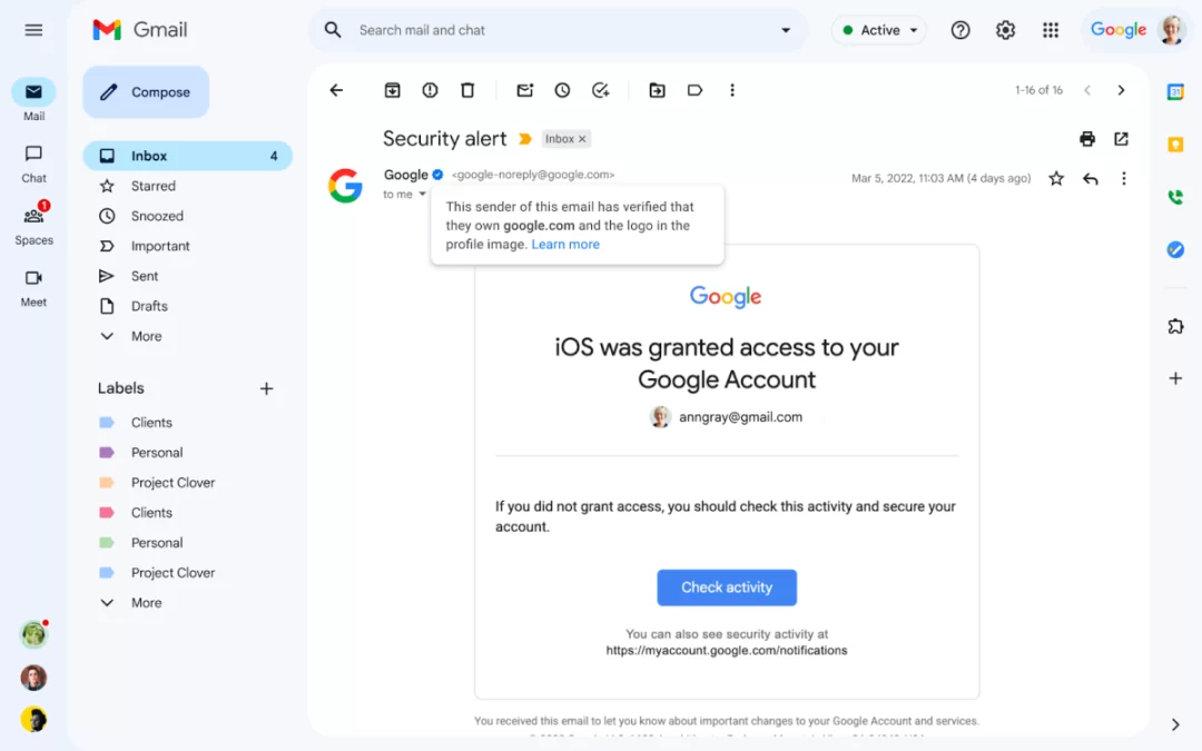 Las marcas azules de verificación llegan a Gmail